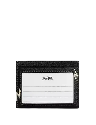 Coach Slim Id Card Case With Lightning Bolt Print Black