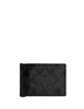 Coach Slim Money Clip Billfold Wallet In Signature Canvas Charcoal Black