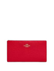 Coach Slim Zip Wallet In Colorblock Signature Canvas Walnut Bold Red