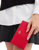 Coach Slim Zip Wallet In Colorblock Signature Canvas Walnut Bold Red