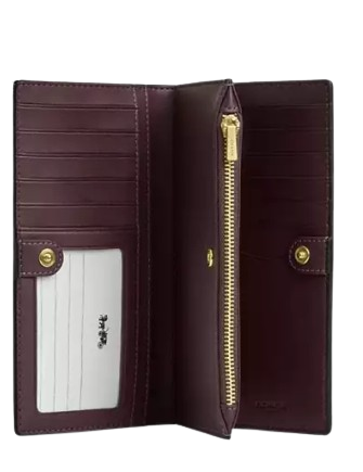 Coach Slim Zip Wallet In Signature Canvas Black Currant