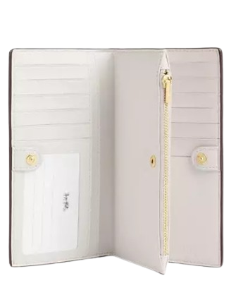 Coach Slim Zip Wallet In Signature Canvas Sand Chalk