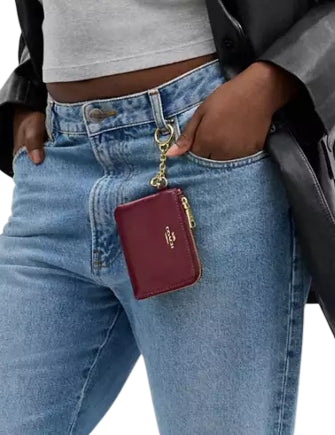Coach Small Corner Zip Wallet Dark Cherry