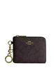 Coach Small Corner Zip Wallet In Signature Canvas Walnut Black