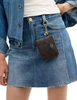 Coach Small Corner Zip Wallet In Signature Canvas Walnut Black