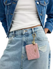 Coach Small Corner Zip Wallet In Signature Denim With Charms Light Pink