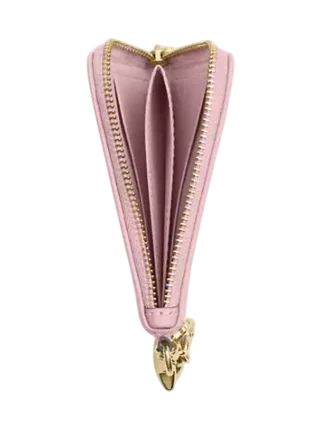 Coach Small Corner Zip Wallet In Signature Denim With Charms Light Pink