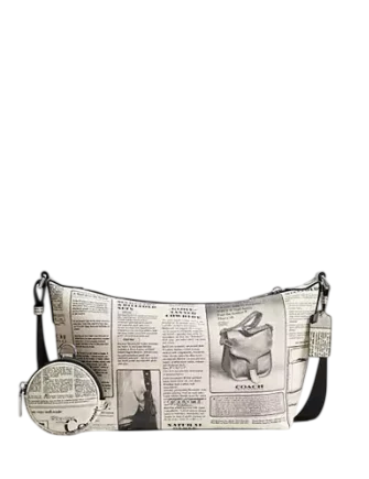 Coach Small Finn Crossbody Bag With Pouch And Newspaper Print  Chalk 