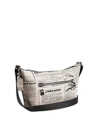 Coach Small Finn Crossbody Bag With Pouch And Newspaper Print  Chalk 