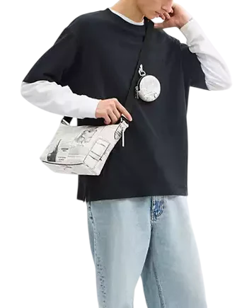 Coach Small Finn Crossbody Bag With Pouch And Newspaper Print  Chalk 