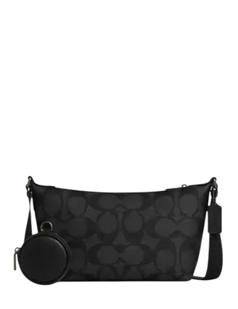 Coach Small Finn Crossbody Bag With Pouch In Maxi Signature Canvas Charcoal Black