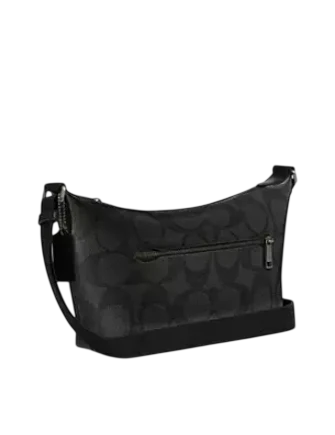 Coach Small Finn Crossbody Bag With Pouch In Maxi Signature Canvas Charcoal Black