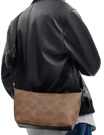 Coach Small Finn Crossbody Bag With Pouch In Maxi Signature Canvas Tan Black