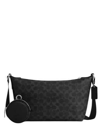 Coach Small Finn Crossbody Bag With Pouch In Signature Canvas Black Signature 