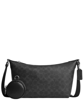 Coach Small Finn Crossbody Bag With Pouch In Signature Canvas Black Signature