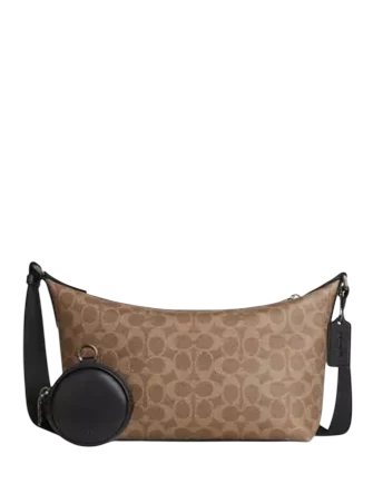 Coach Small Finn Crossbody Bag With Pouch In Signature Canvas Tan Black