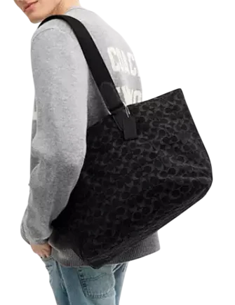 Coach Small Tour Tote Bag In Signature Denim Black