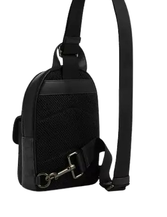 Coach Small Turnlock Sling Pack In Signature Canvas Charcoal Black