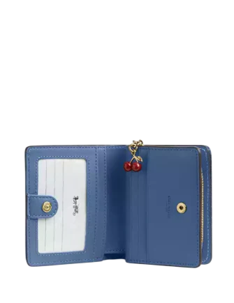 Coach Snap Wallet In Loved Denim With Charm Light Indigo