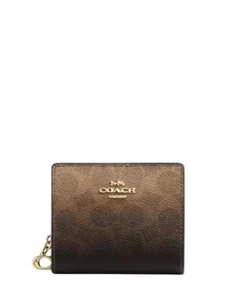 Coach Snap Wallet In Ombre Signature Canvas Brown