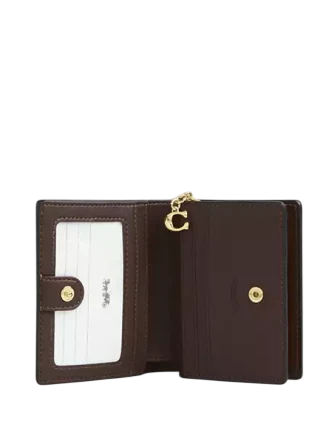 Coach Snap Wallet In Ombre Signature Canvas Brown