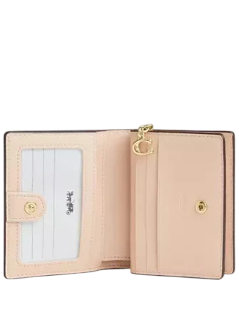 Coach Snap Wallet In Pretty Signature Canvas Chalk Pink