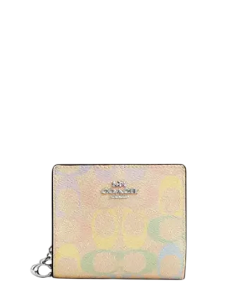 Coach Snap Wallet In Rainbow Signature Canvas