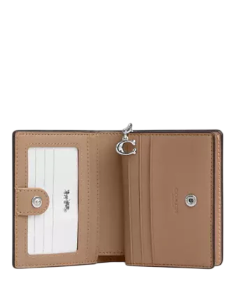 Coach Snap Wallet In Rainbow Signature Canvas Sand
