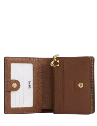Coach Snap Wallet In Signature Canvas Brown Copper