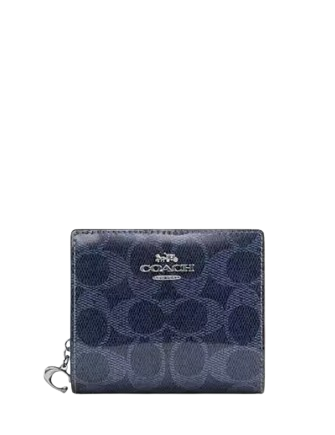 Coach Snap Wallet In Signature Canvas Dark Denim