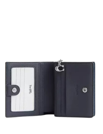 Coach Snap Wallet In Signature Canvas Dark Denim