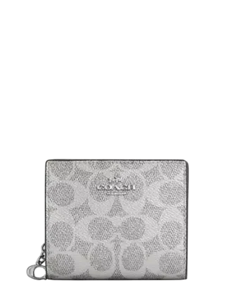 Coach Snap Wallet In Signature Canvas Grey Silver