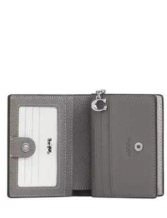 Coach Snap Wallet In Signature Canvas Grey Silver