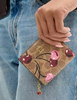 Coach Snap Wallet In Signature Canvas With Cherry Print Tan