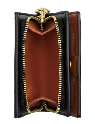 Coach Snap Wallet In Signature Canvas With Floral Print Tan