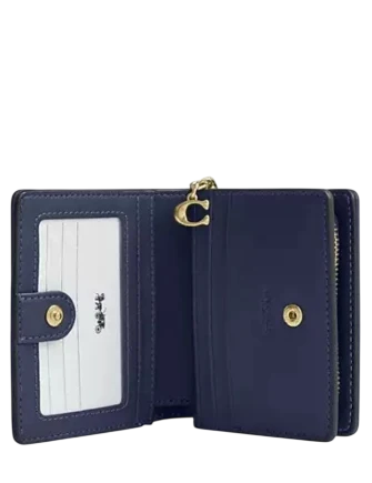 Coach Snap Wallet In Signature Chenille Navy