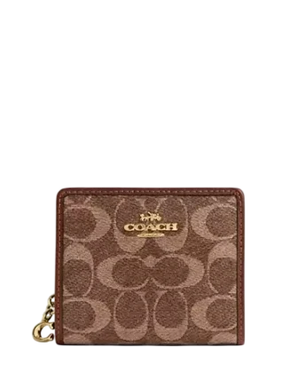 Coach Snap Wallet In Signature Chenille Vintage Brown