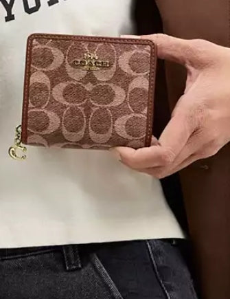 Coach Snap Wallet In Signature Chenille Vintage Brown