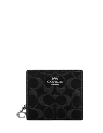 Coach Snap Wallet In Signature Denim Black