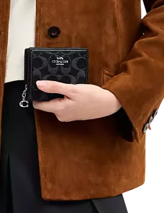 Coach Snap Wallet In Signature Denim Black