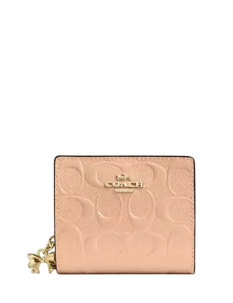 Coach Snap Wallet In Signature Leather With Charm Faded Blush