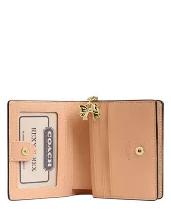 Coach Snap Wallet In Signature Leather With Charm Faded Blush