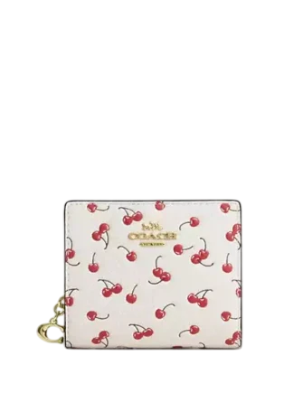 Coach Snap Wallet With Cherry Print Chalk