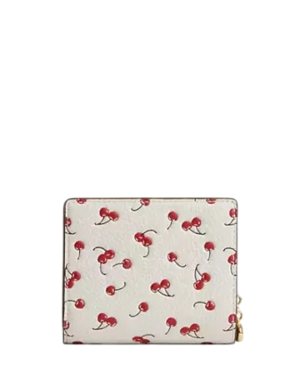 Coach Snap Wallet With Cherry Print Chalk