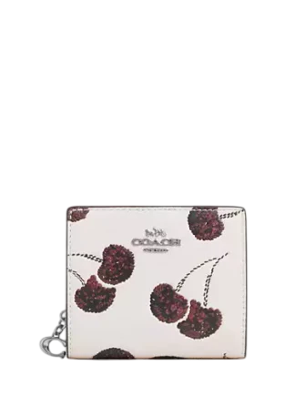 Coach Snap Wallet With Cherry Print Chalk