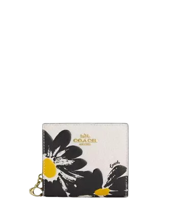 Coach Snap Wallet With Floral Print Chalk