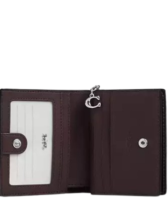 Coach Snap Wallet With Floral Print Chalk Black 