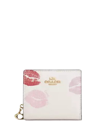 Coach Snap Wallet With Lips Print Chalk