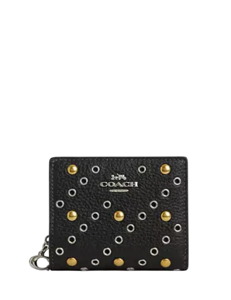 Coach Snap Wallet With Rivets Black