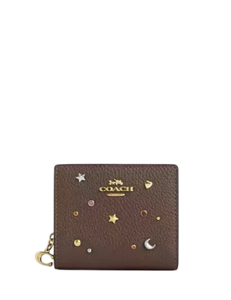 Coach Snap Wallet With Rivets Dark Stone